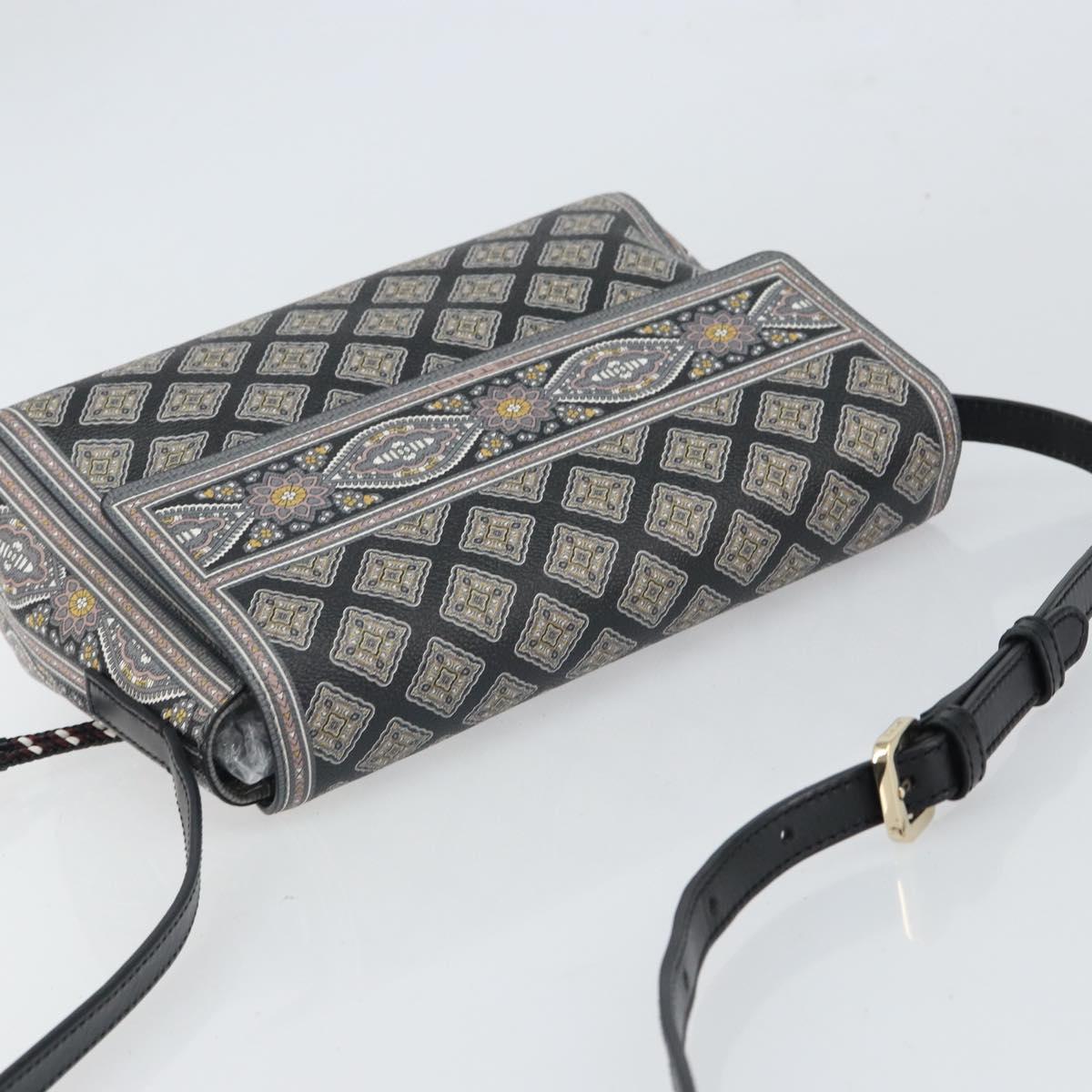ETRO Paisley Shoulder Bag PVC Black Gold Auth SW2042