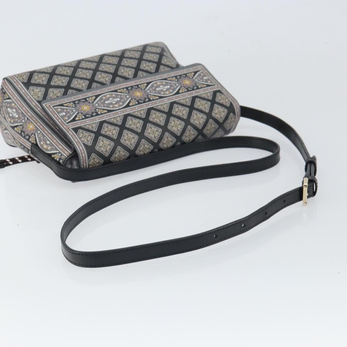 ETRO Paisley Shoulder Bag PVC Black Gold Auth SW2042