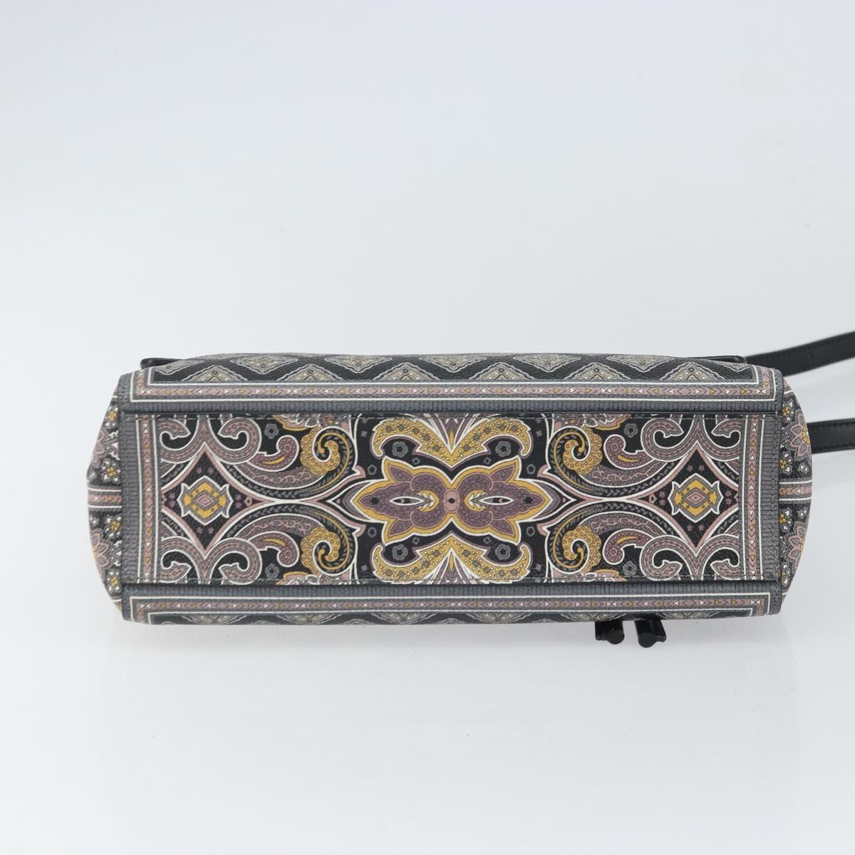 ETRO Paisley Shoulder Bag PVC Black Gold Auth SW2042