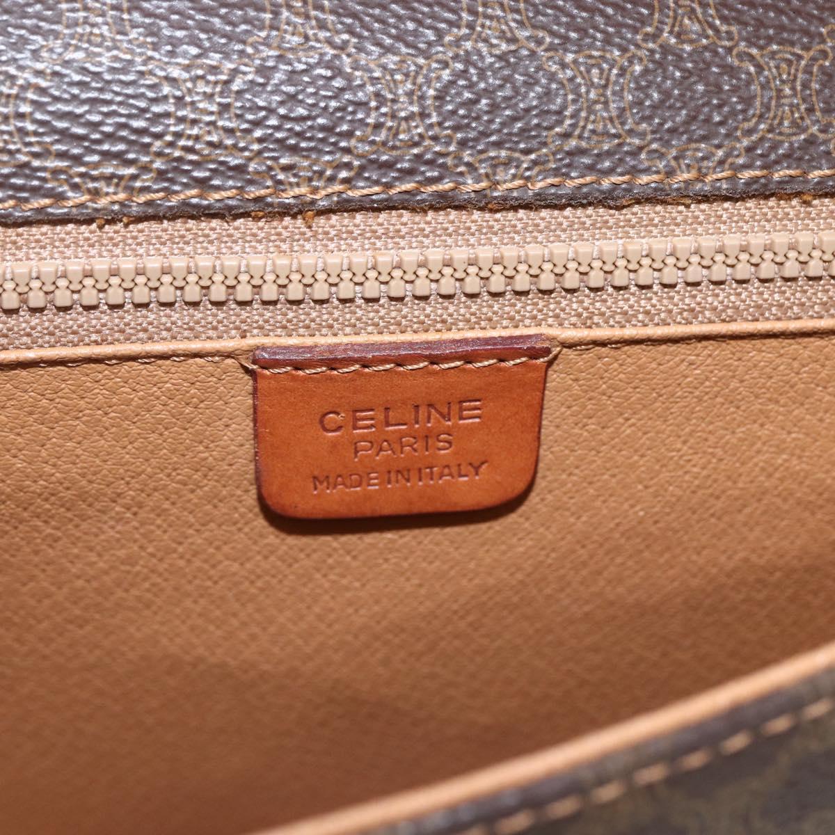 CELINE Macadam Canvas Shoulder Bag PVC Leather Brown Gold Auth SW2043