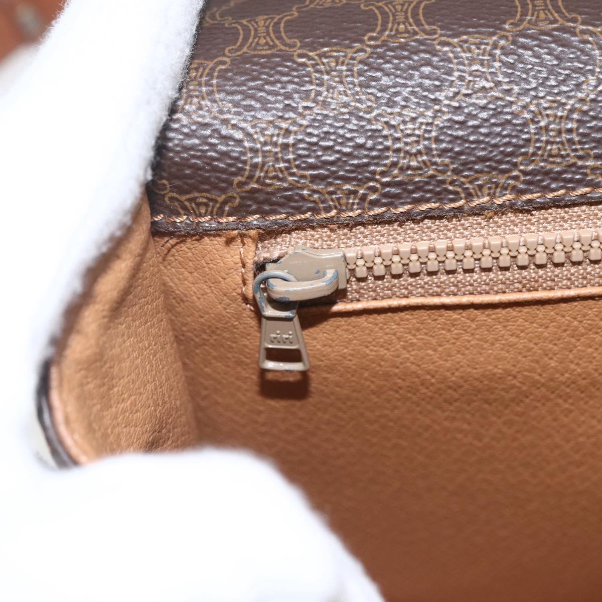 CELINE Macadam Canvas Shoulder Bag PVC Leather Brown Gold Auth SW2043