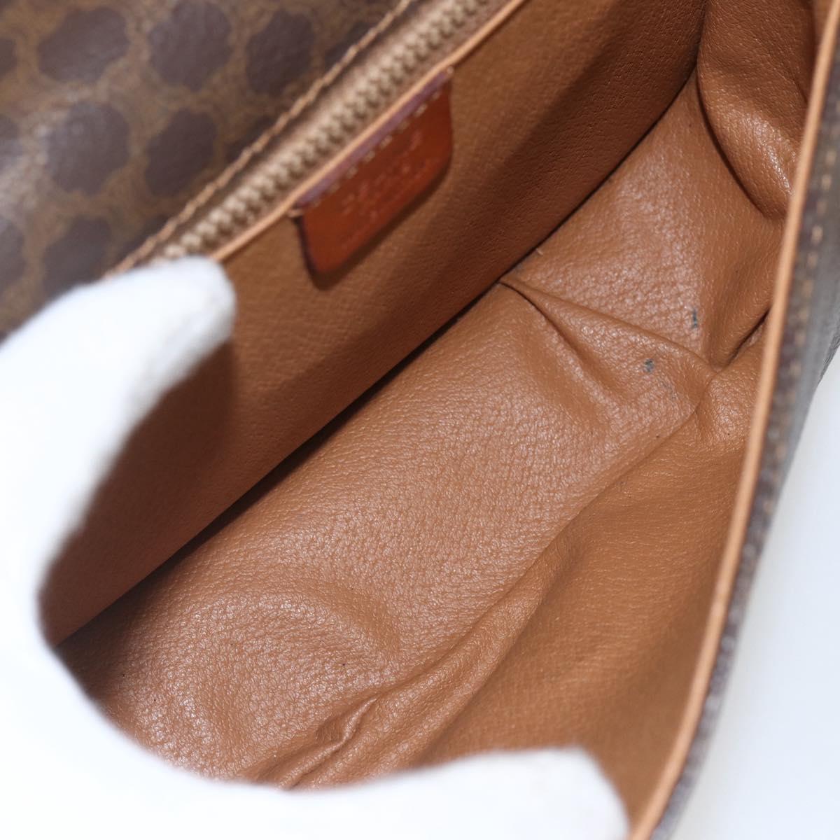 CELINE Macadam Canvas Shoulder Bag PVC Leather Brown Gold Auth SW2043