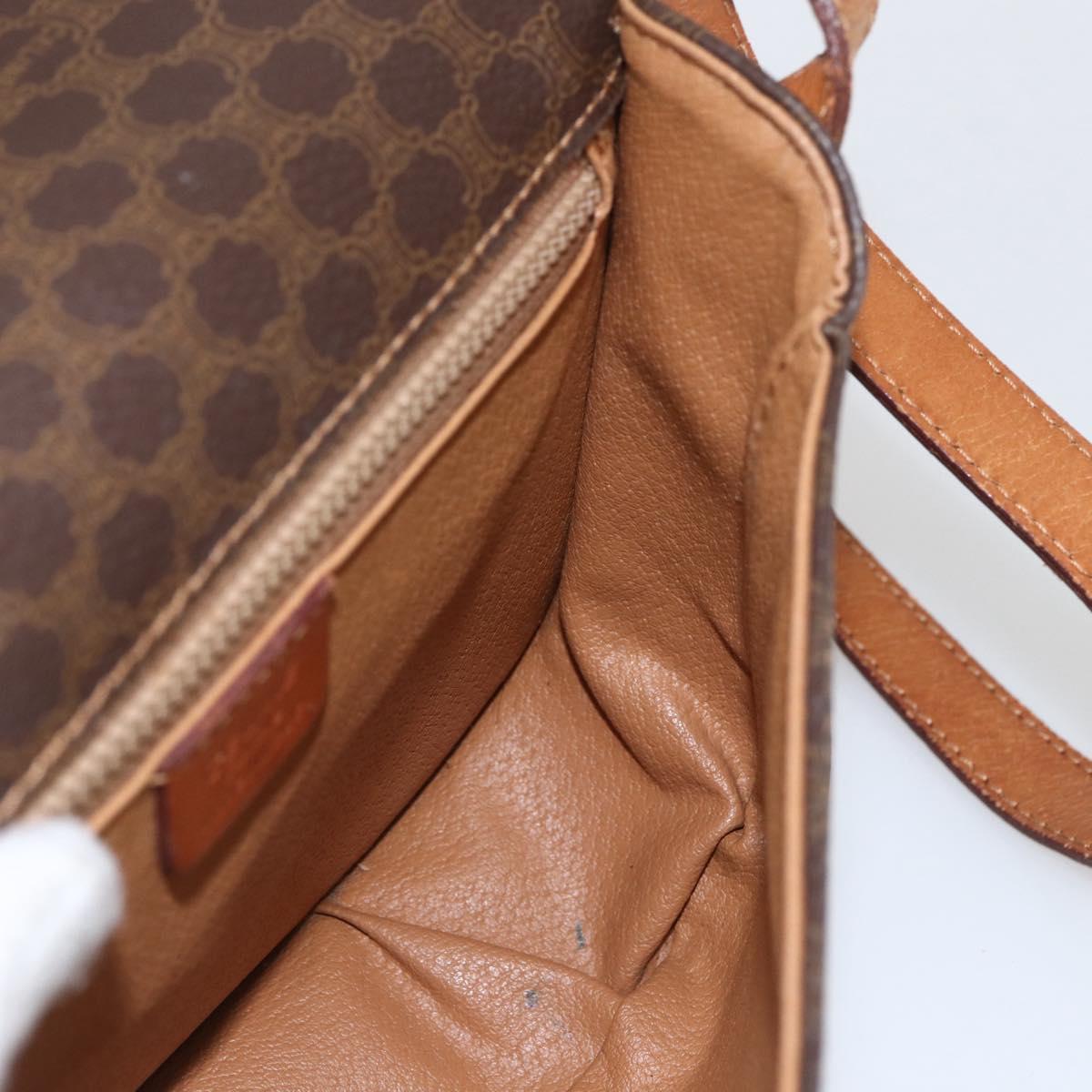 CELINE Macadam Canvas Shoulder Bag PVC Leather Brown Gold Auth SW2043