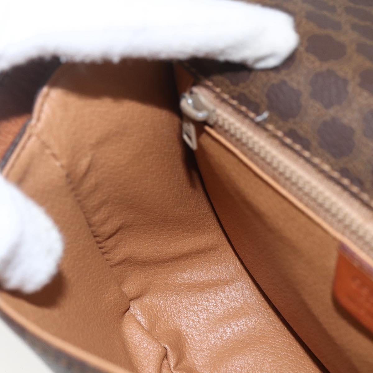 CELINE Macadam Canvas Shoulder Bag PVC Leather Brown Gold Auth SW2043