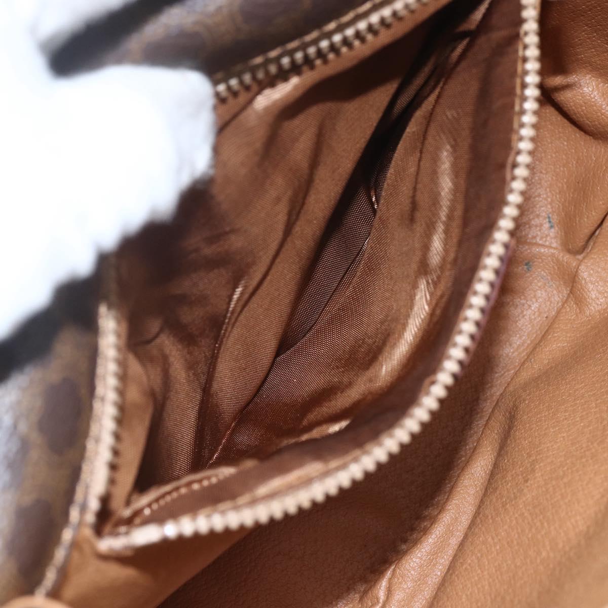 CELINE Macadam Canvas Shoulder Bag PVC Leather Brown Gold Auth SW2043