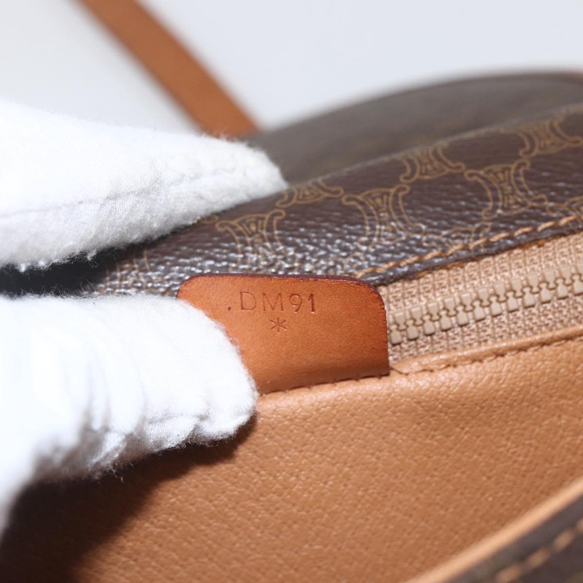 CELINE Macadam Canvas Shoulder Bag PVC Leather Brown Gold Auth SW2043