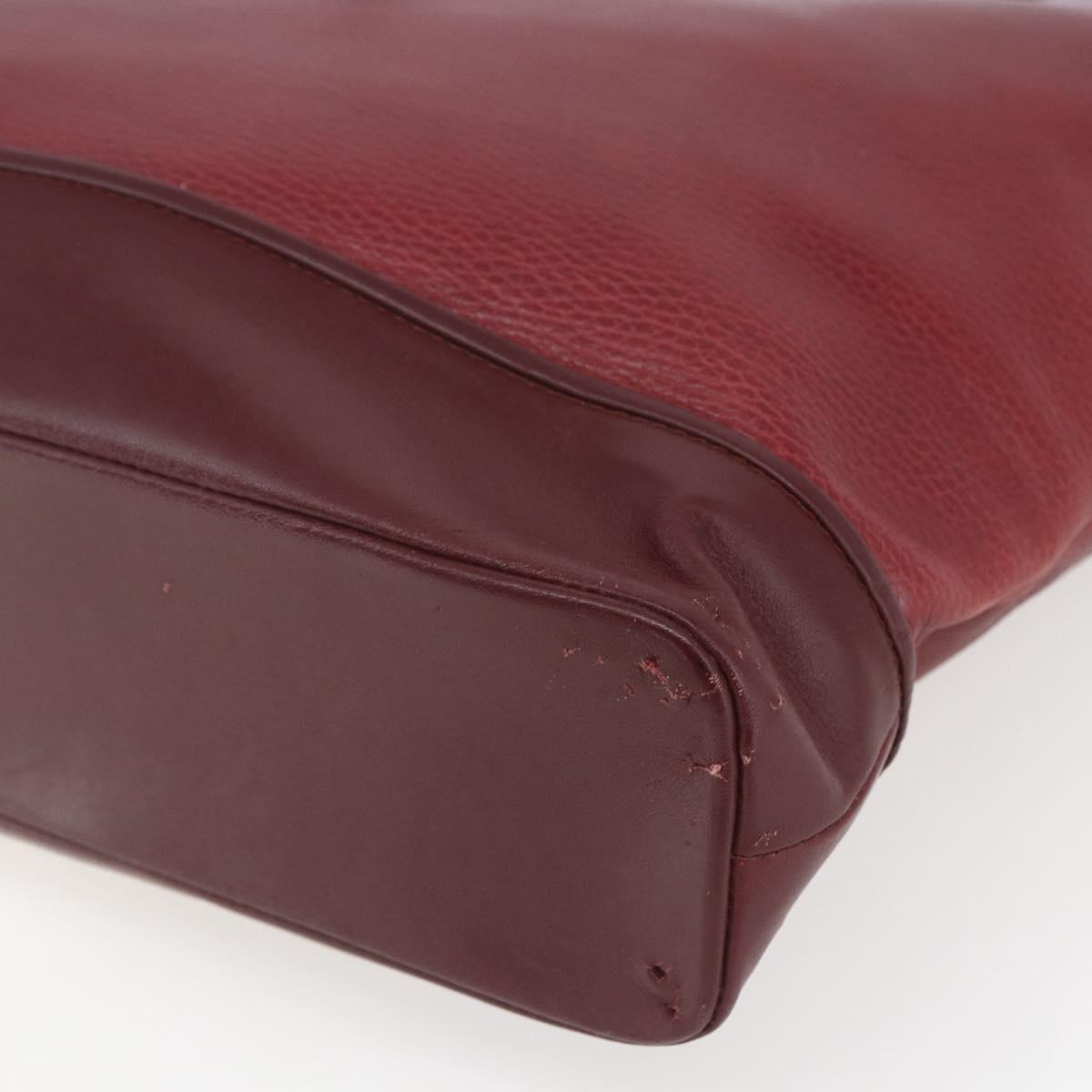 CARTIER Tote Bag Leather Bordeaux Gold Auth SW2045