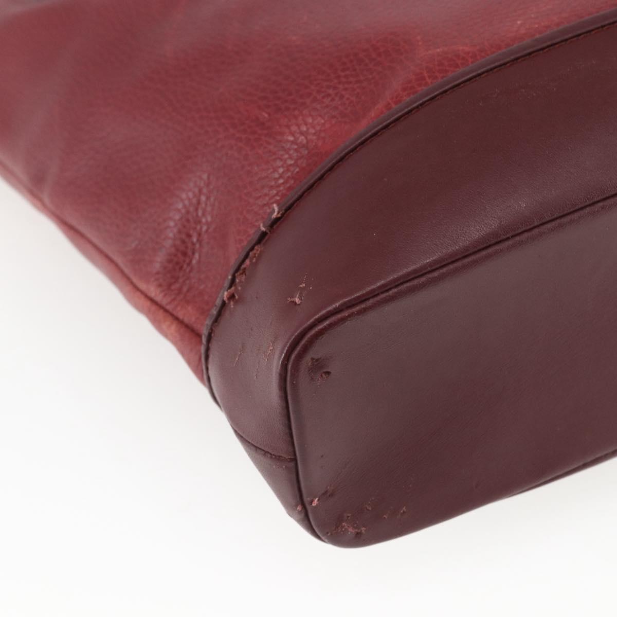 CARTIER Tote Bag Leather Bordeaux Gold Auth SW2045