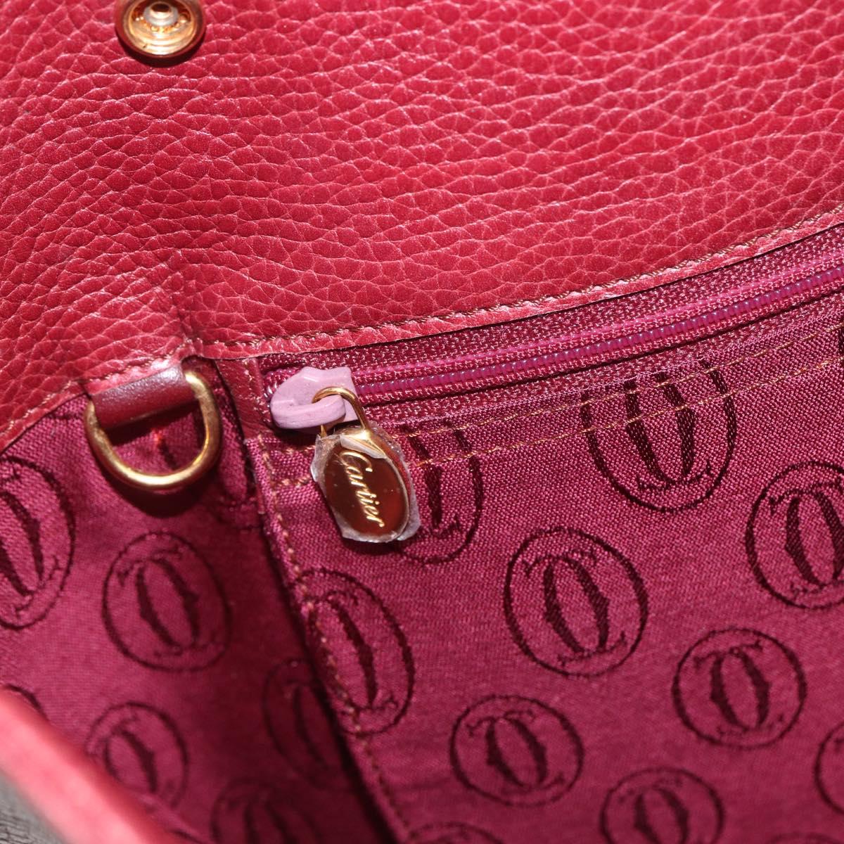 CARTIER Tote Bag Leather Bordeaux Gold Auth SW2045