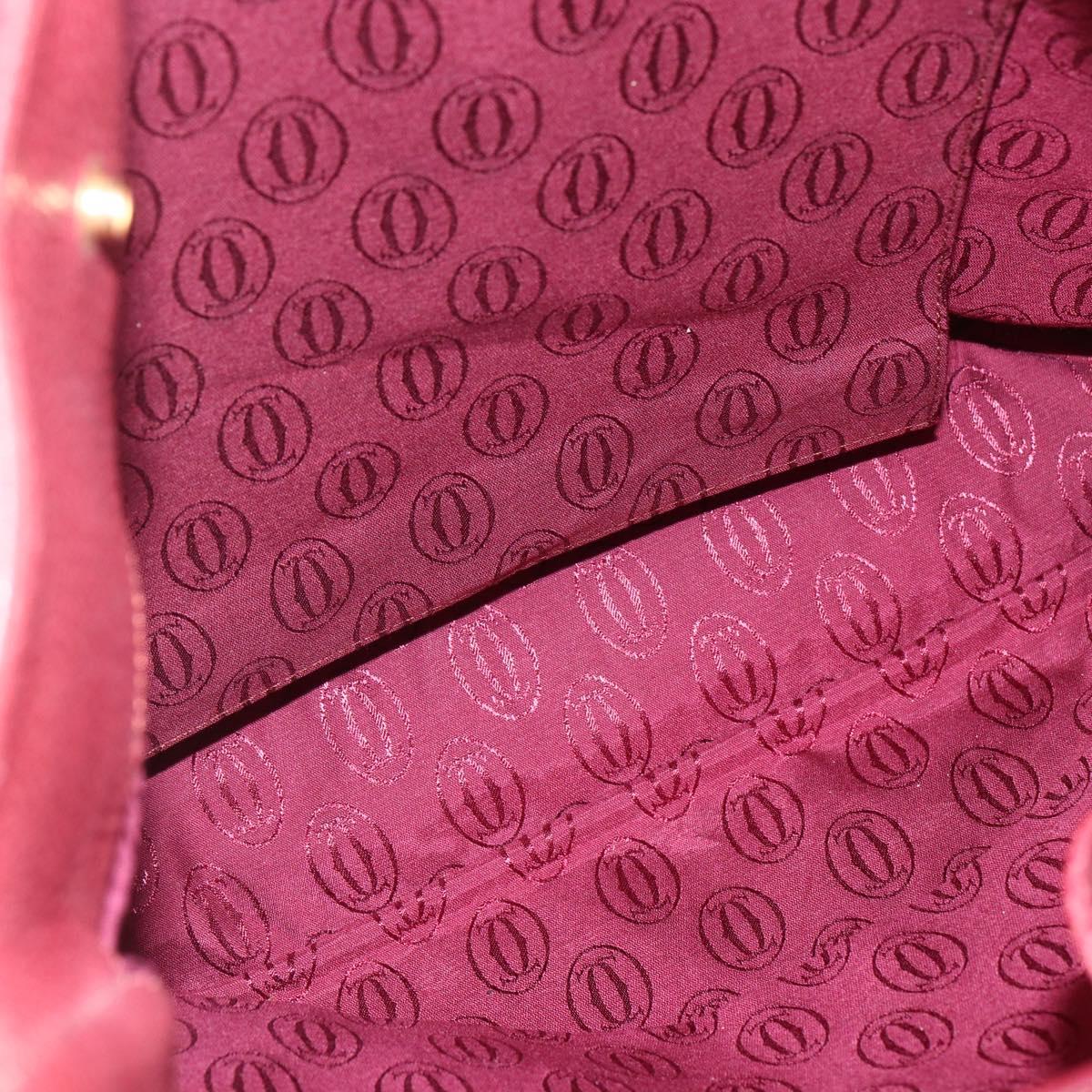 CARTIER Tote Bag Leather Bordeaux Gold Auth SW2045