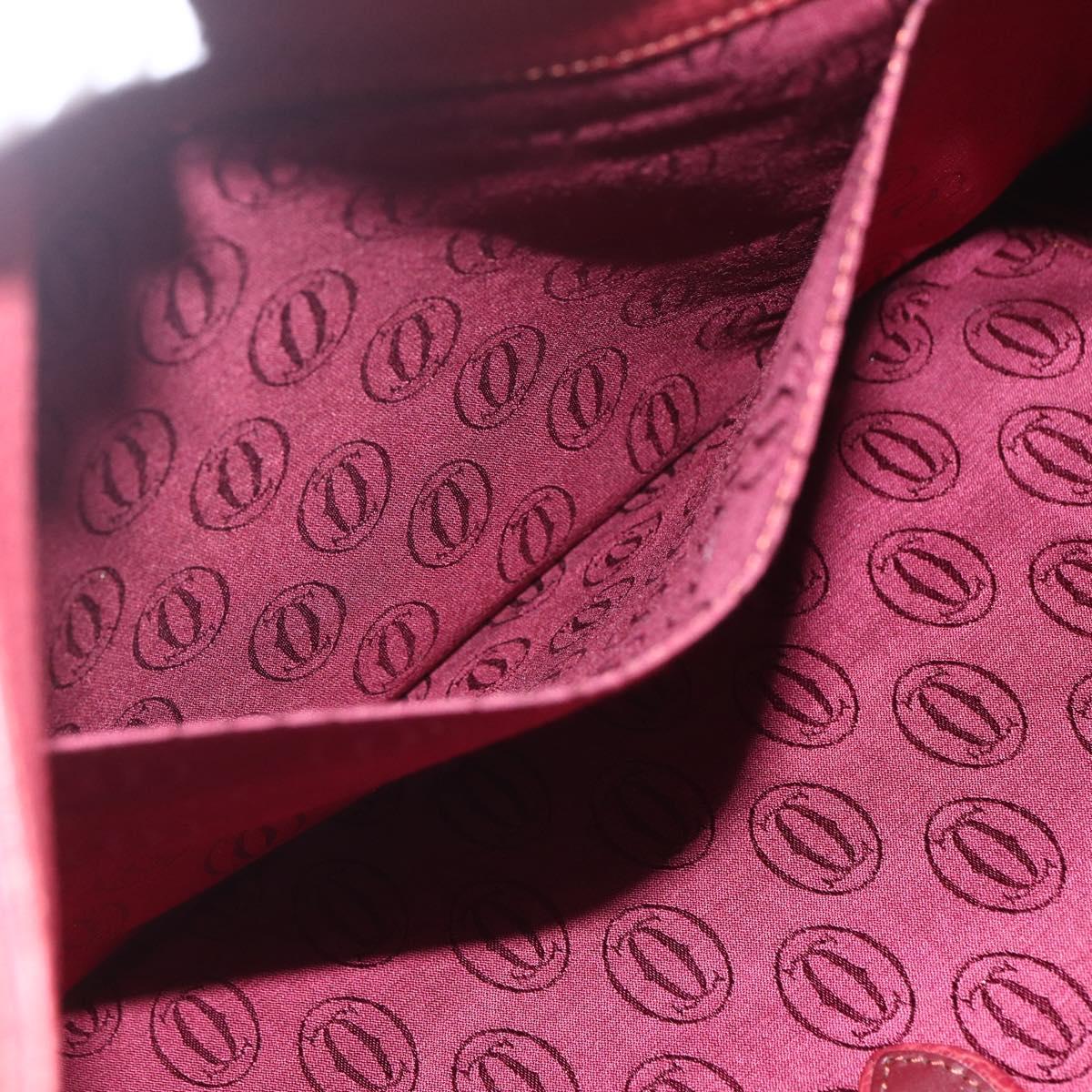 CARTIER Tote Bag Leather Bordeaux Gold Auth SW2045