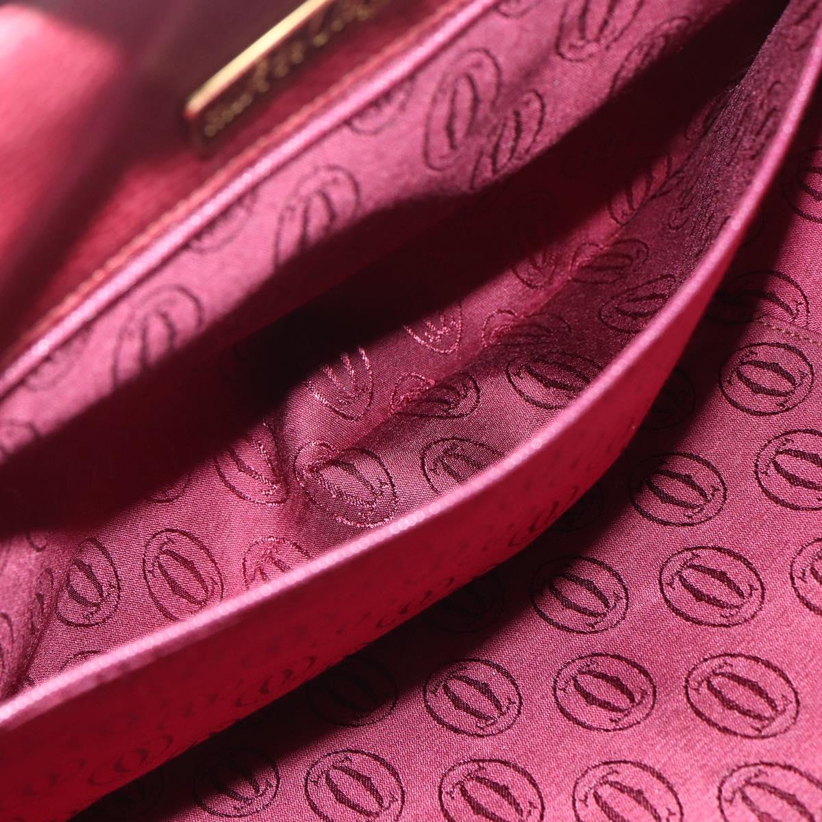 CARTIER Tote Bag Leather Bordeaux Gold Auth SW2045