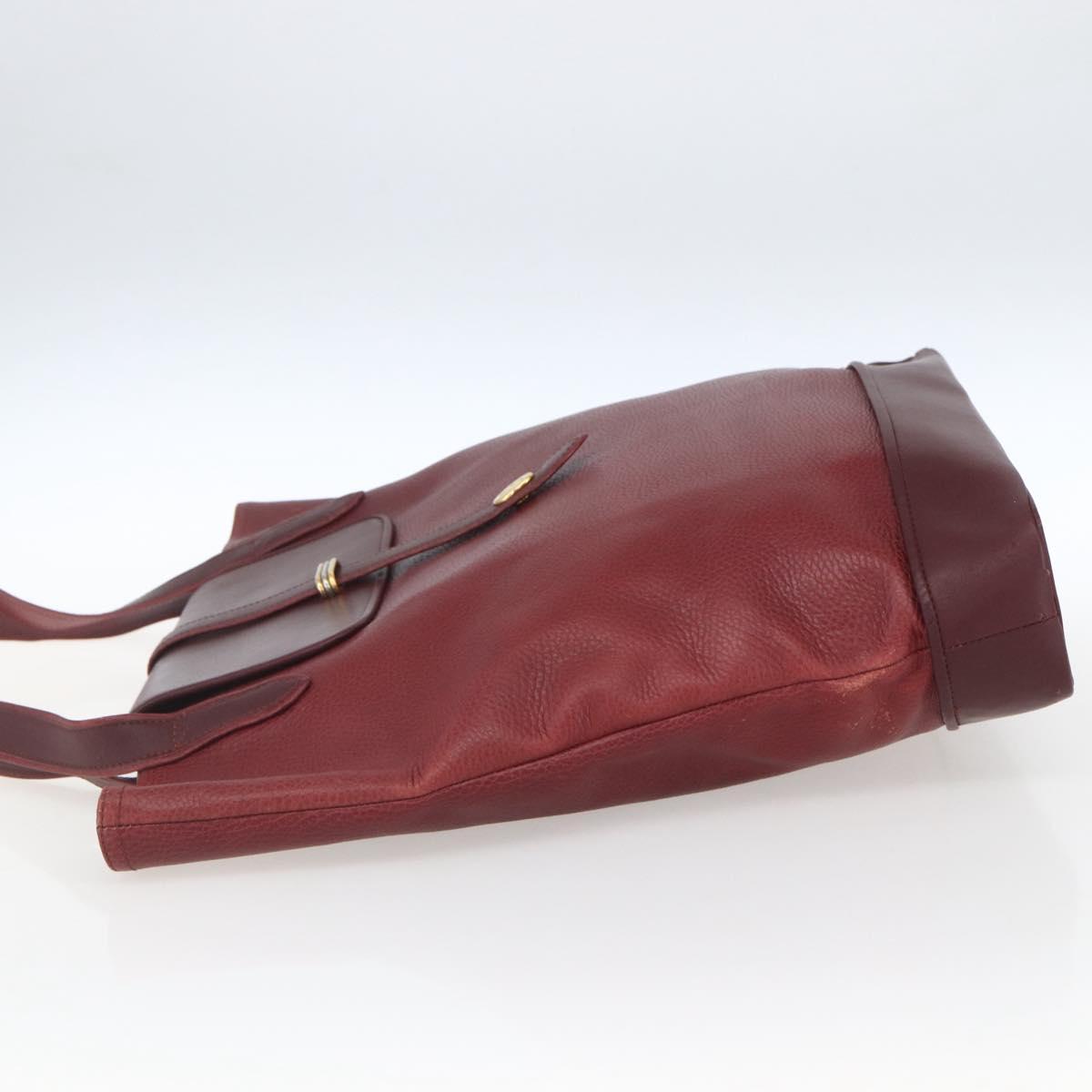 CARTIER Tote Bag Leather Bordeaux Gold Auth SW2045