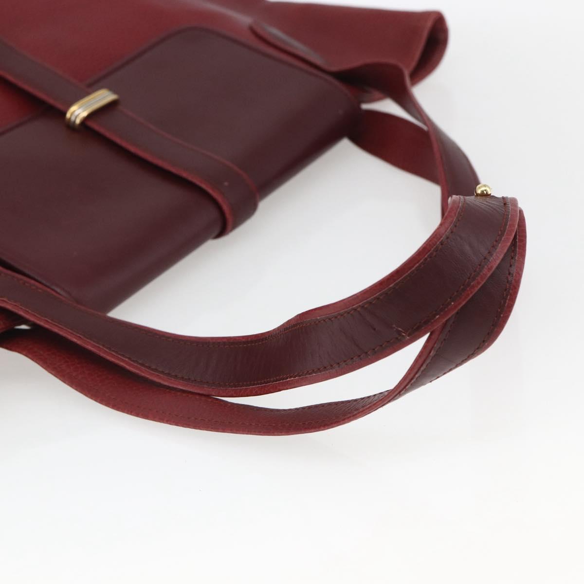 CARTIER Tote Bag Leather Bordeaux Gold Auth SW2045