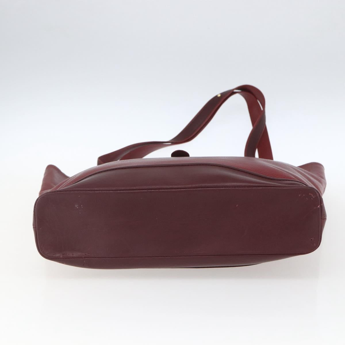 CARTIER Tote Bag Leather Bordeaux Gold Auth SW2045