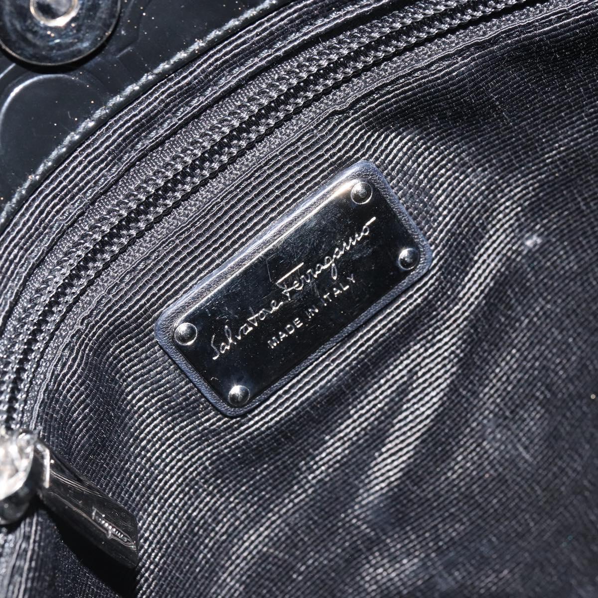 Salvatore Ferragamo Shoulder Bag Patent leather Black Silver Auth SW2048