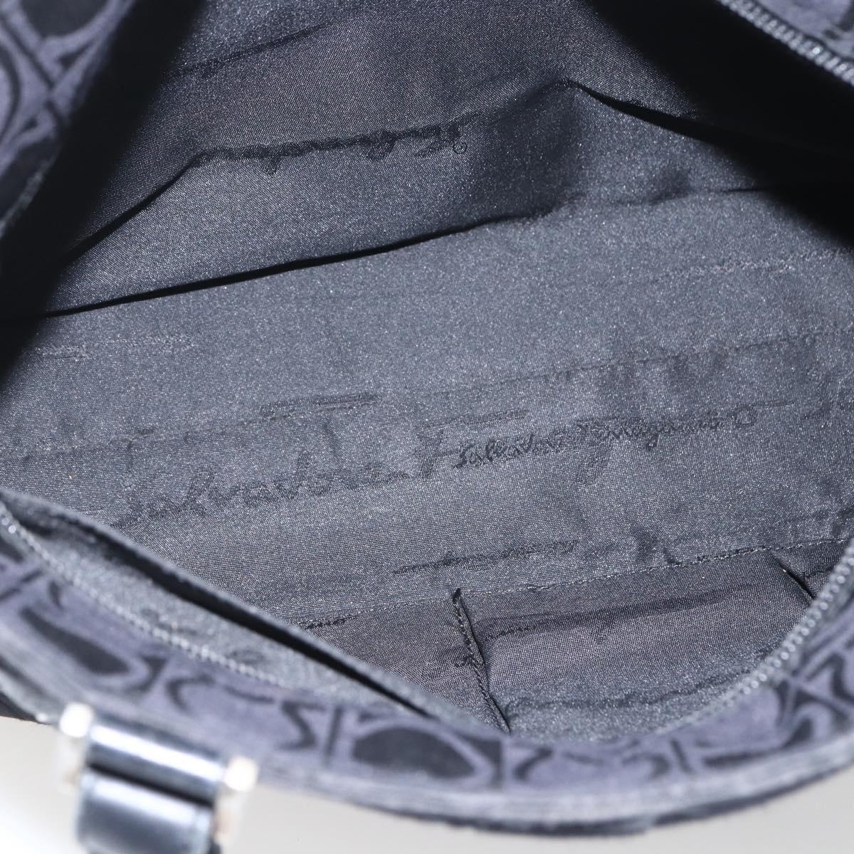 Salvatore Ferragamo Tote Bag Nylon Black Silver Auth SW2049