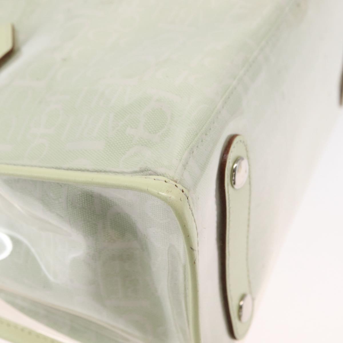 BURBERRY Hand Bag Vinyl LIme Green Silver Auth SW2051
