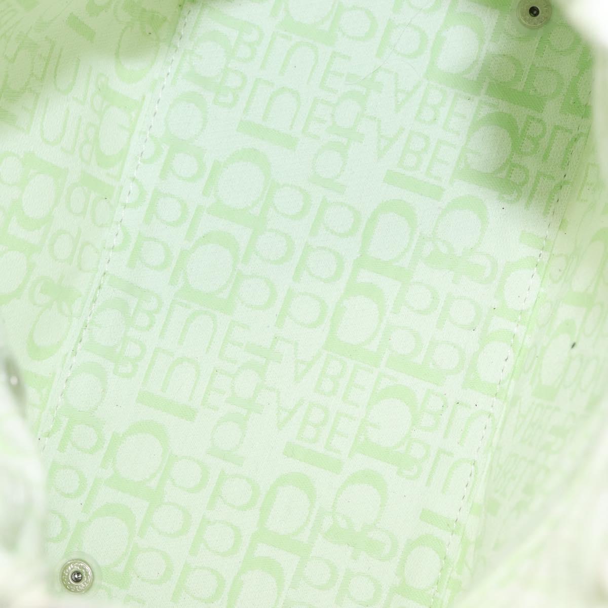 BURBERRY Hand Bag Vinyl LIme Green Silver Auth SW2051
