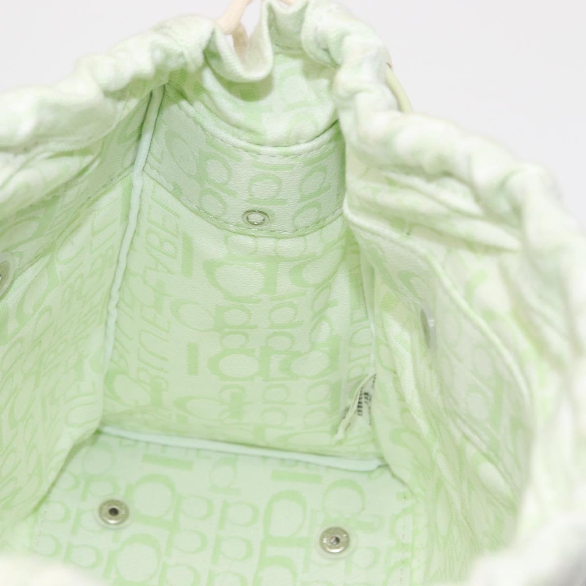 BURBERRY Hand Bag Vinyl LIme Green Silver Auth SW2051