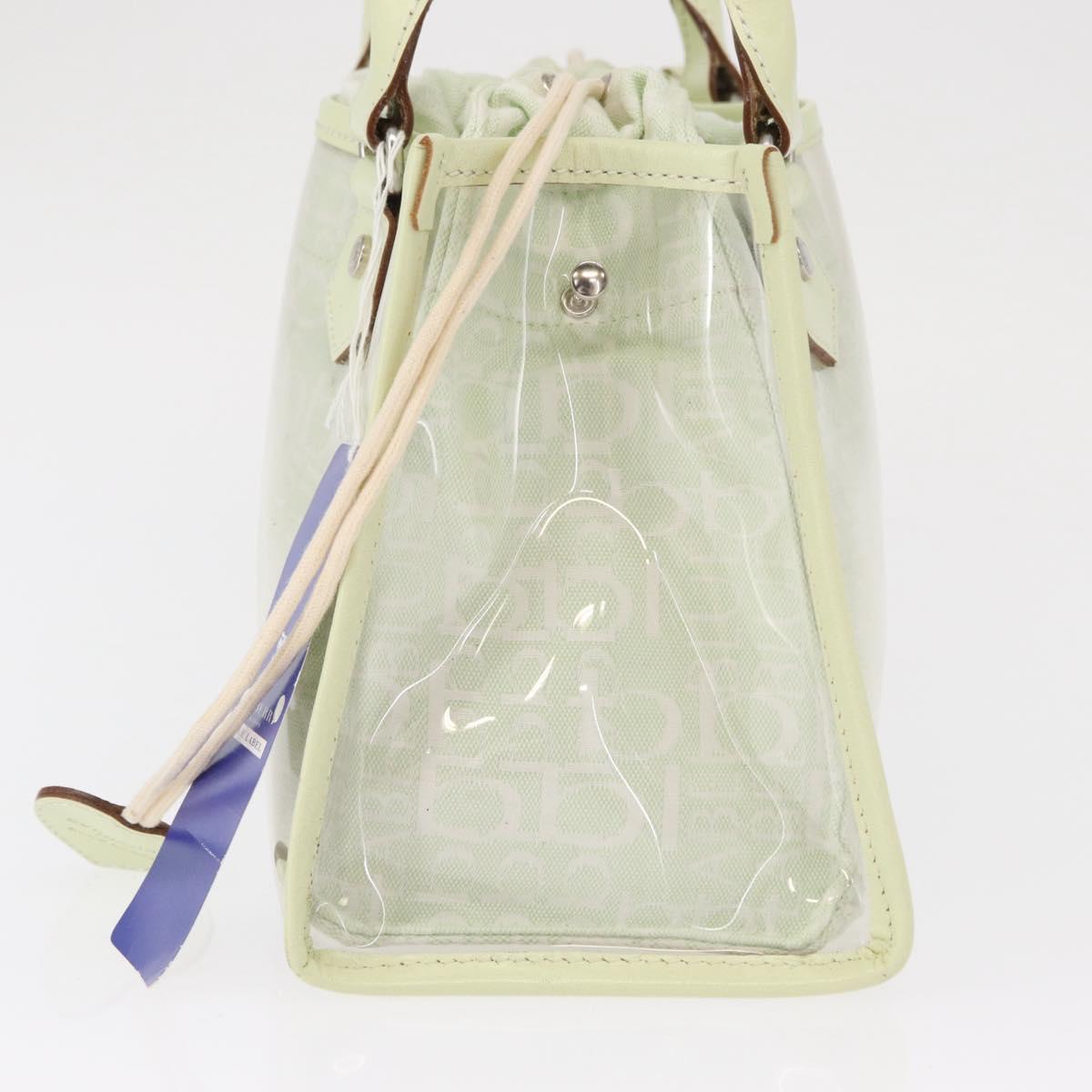 BURBERRY Hand Bag Vinyl LIme Green Silver Auth SW2051