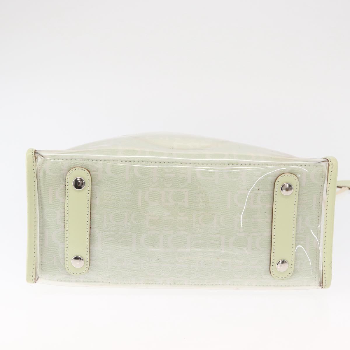 BURBERRY Hand Bag Vinyl LIme Green Silver Auth SW2051