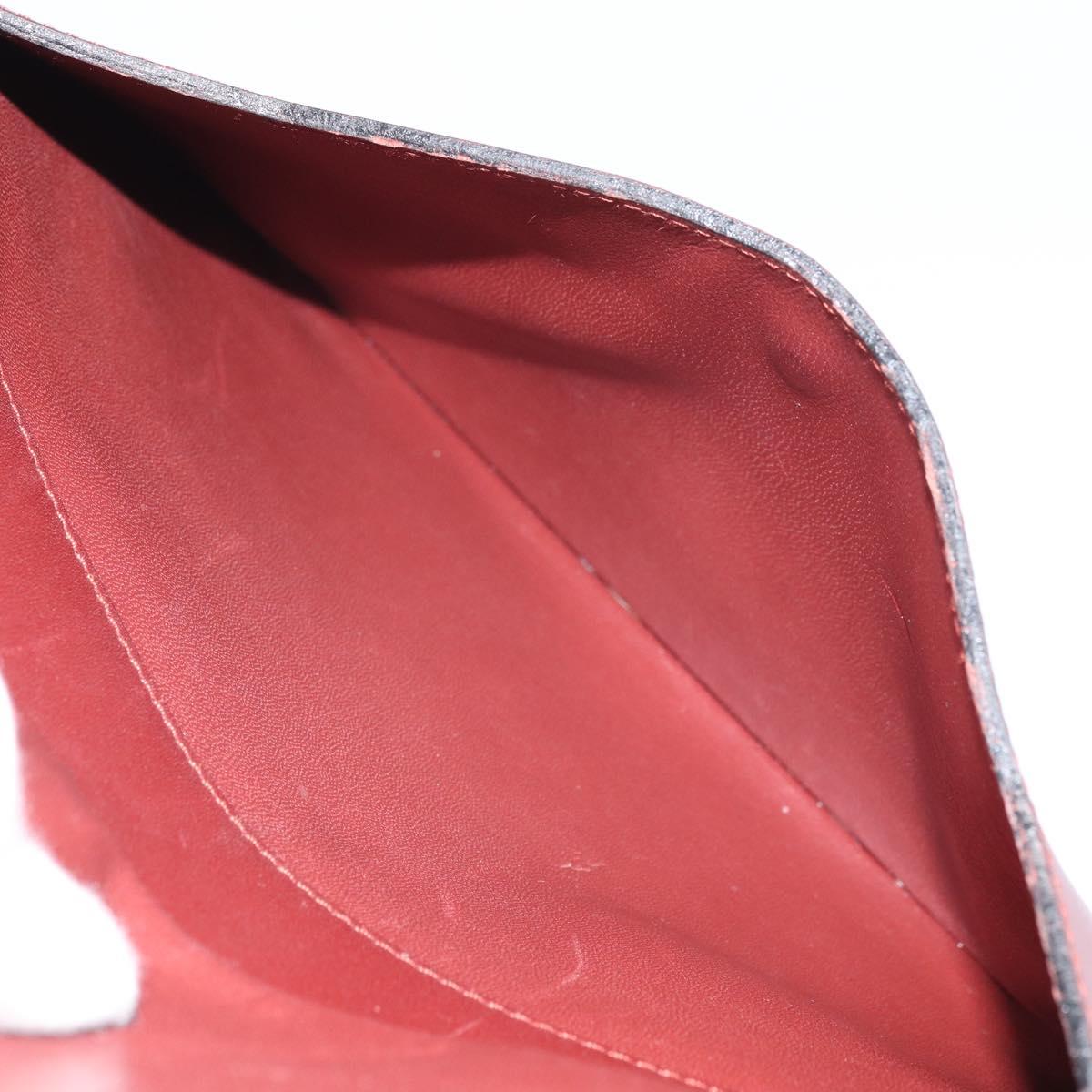 CARTIER Clutch Bag Leather Bordeaux Gold Auth SW2053
