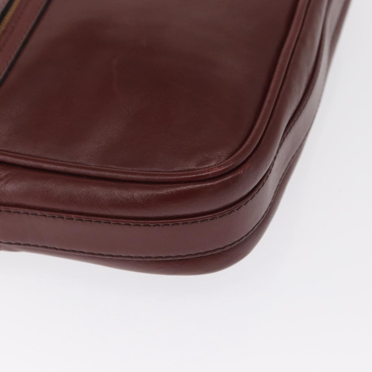 CARTIER Shoulder Bag Leather Bordeaux Gold Auth SW2054