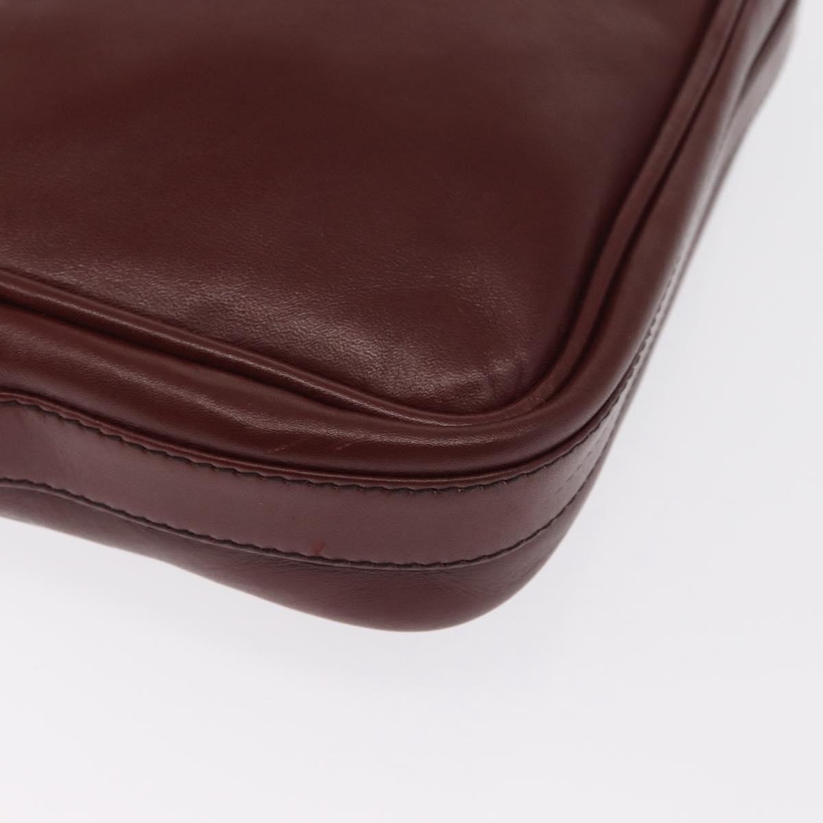 CARTIER Shoulder Bag Leather Bordeaux Gold Auth SW2054