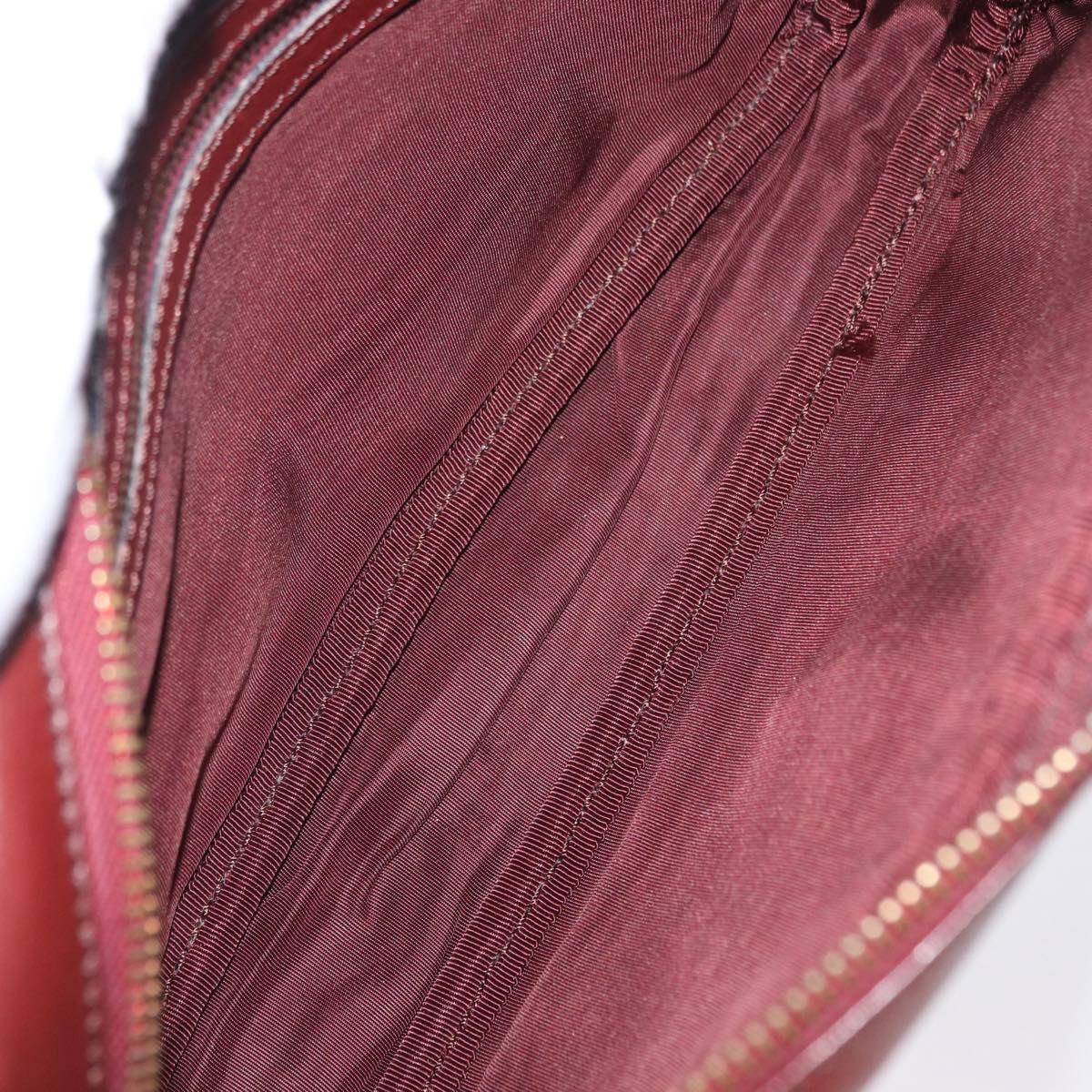 CARTIER Shoulder Bag Leather Bordeaux Gold Auth SW2054