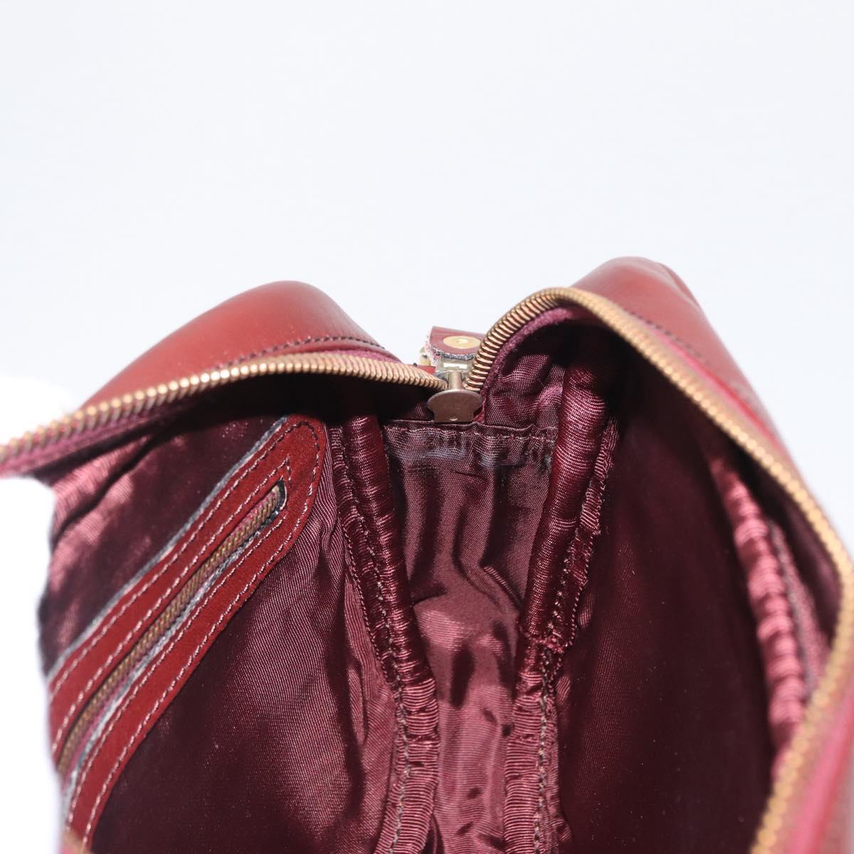 CARTIER Shoulder Bag Leather Bordeaux Gold Auth SW2054