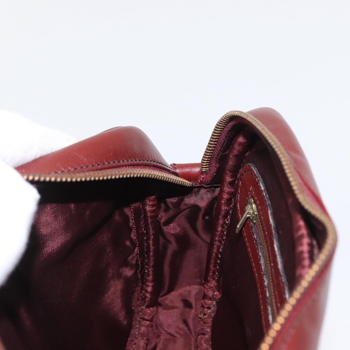 CARTIER Shoulder Bag Leather Bordeaux Gold Auth SW2054