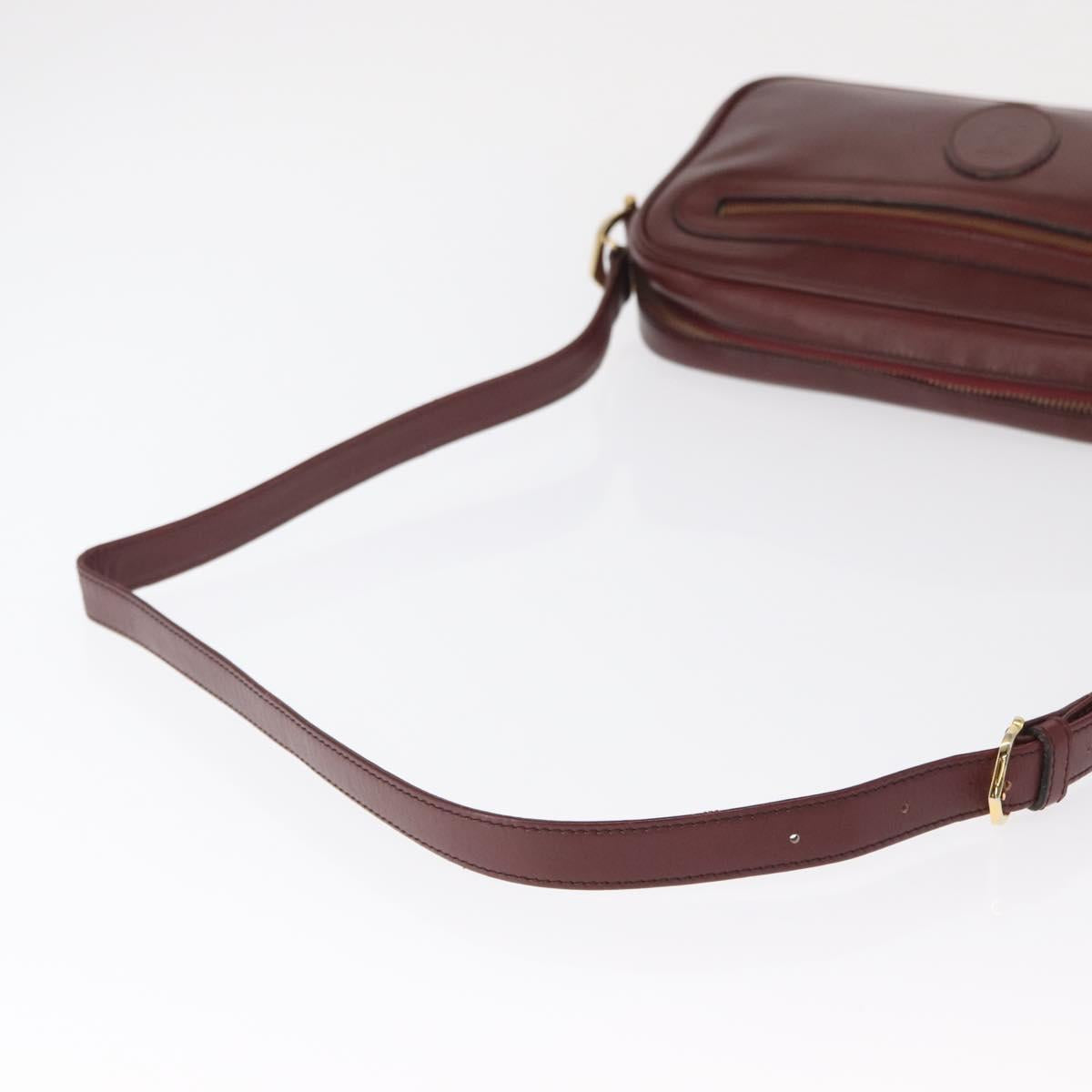 CARTIER Shoulder Bag Leather Bordeaux Gold Auth SW2054
