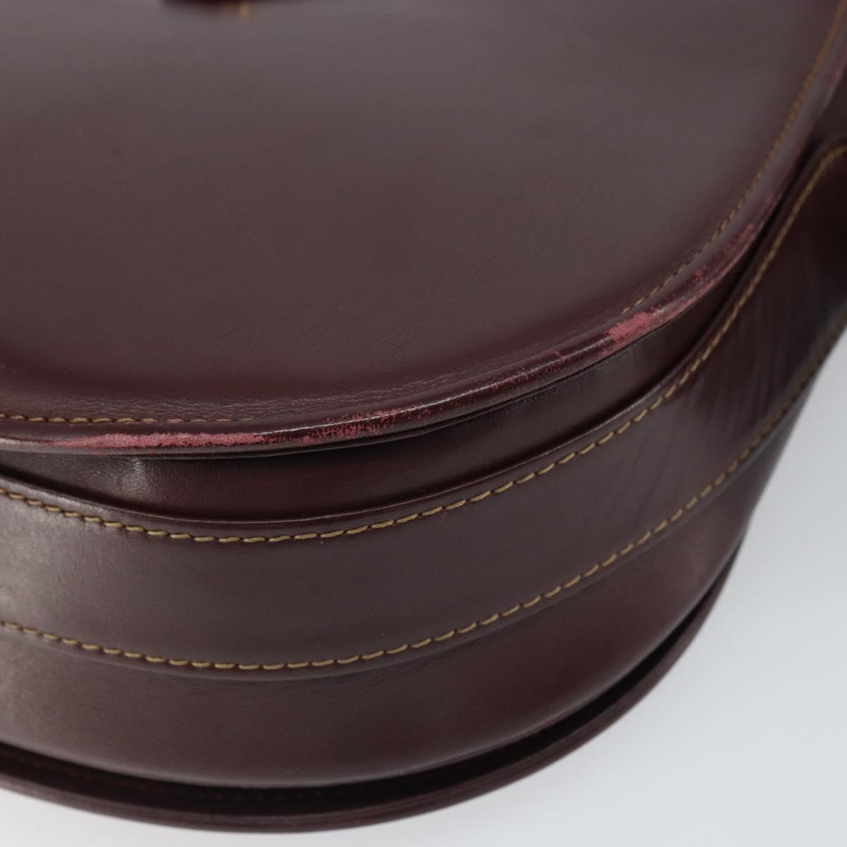 CARTIER Shoulder Bag Leather Bordeaux Gold Auth SW2055