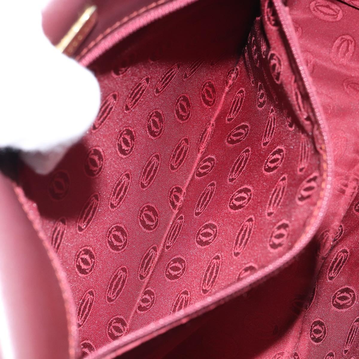 CARTIER Shoulder Bag Leather Bordeaux Gold Auth SW2055