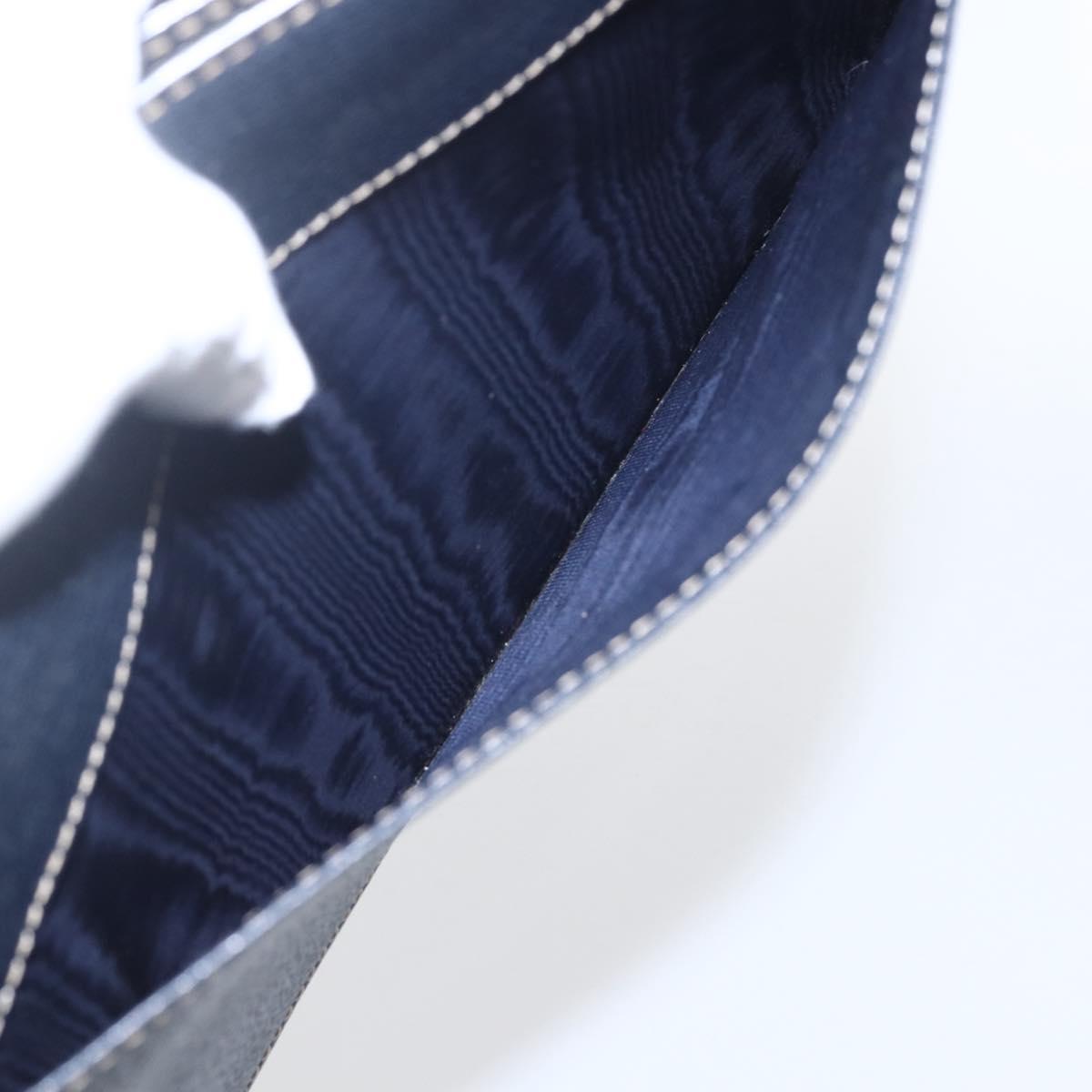 CELINE Clutch Bag Leather Navy Gold Auth SW2056