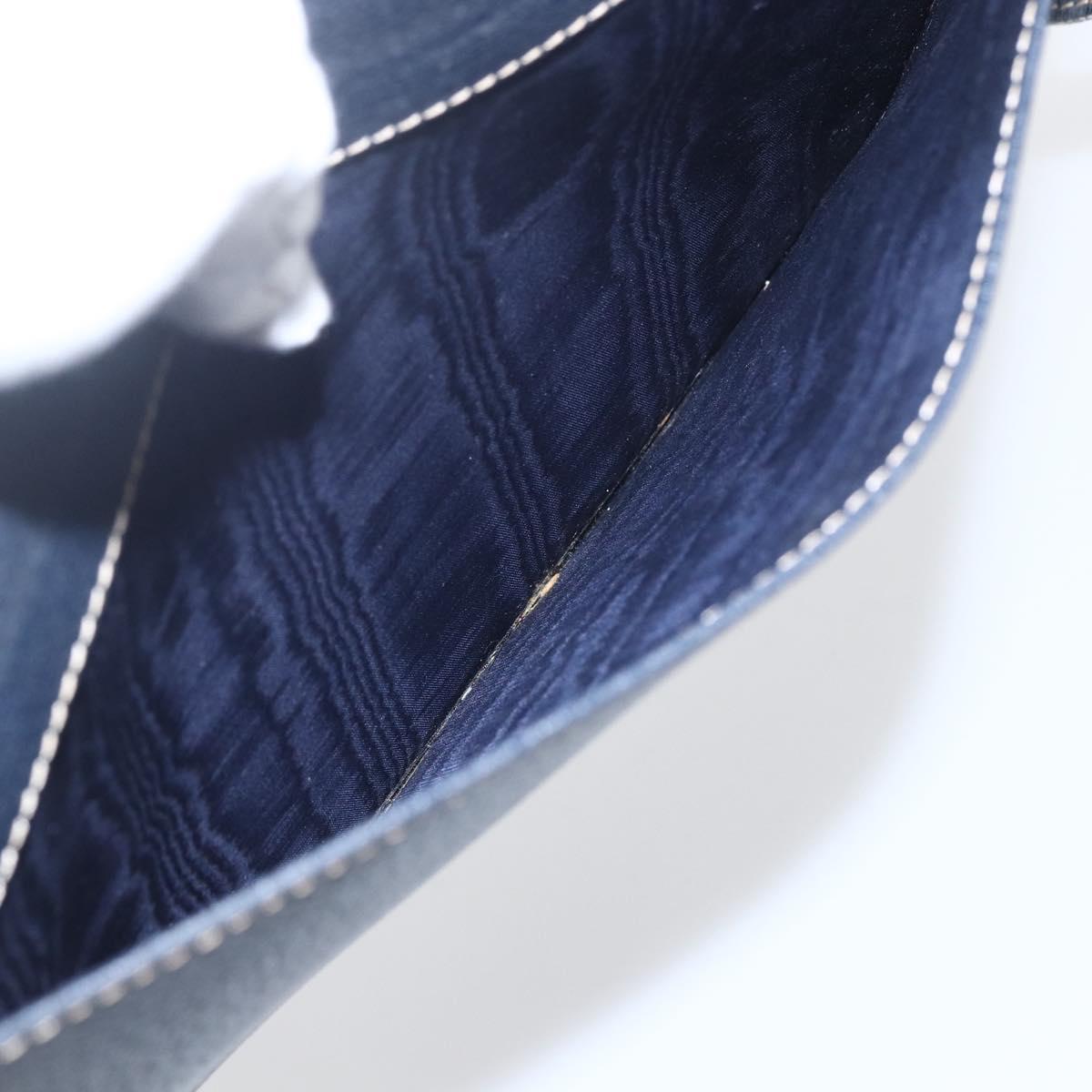 CELINE Clutch Bag Leather Navy Gold Auth SW2056