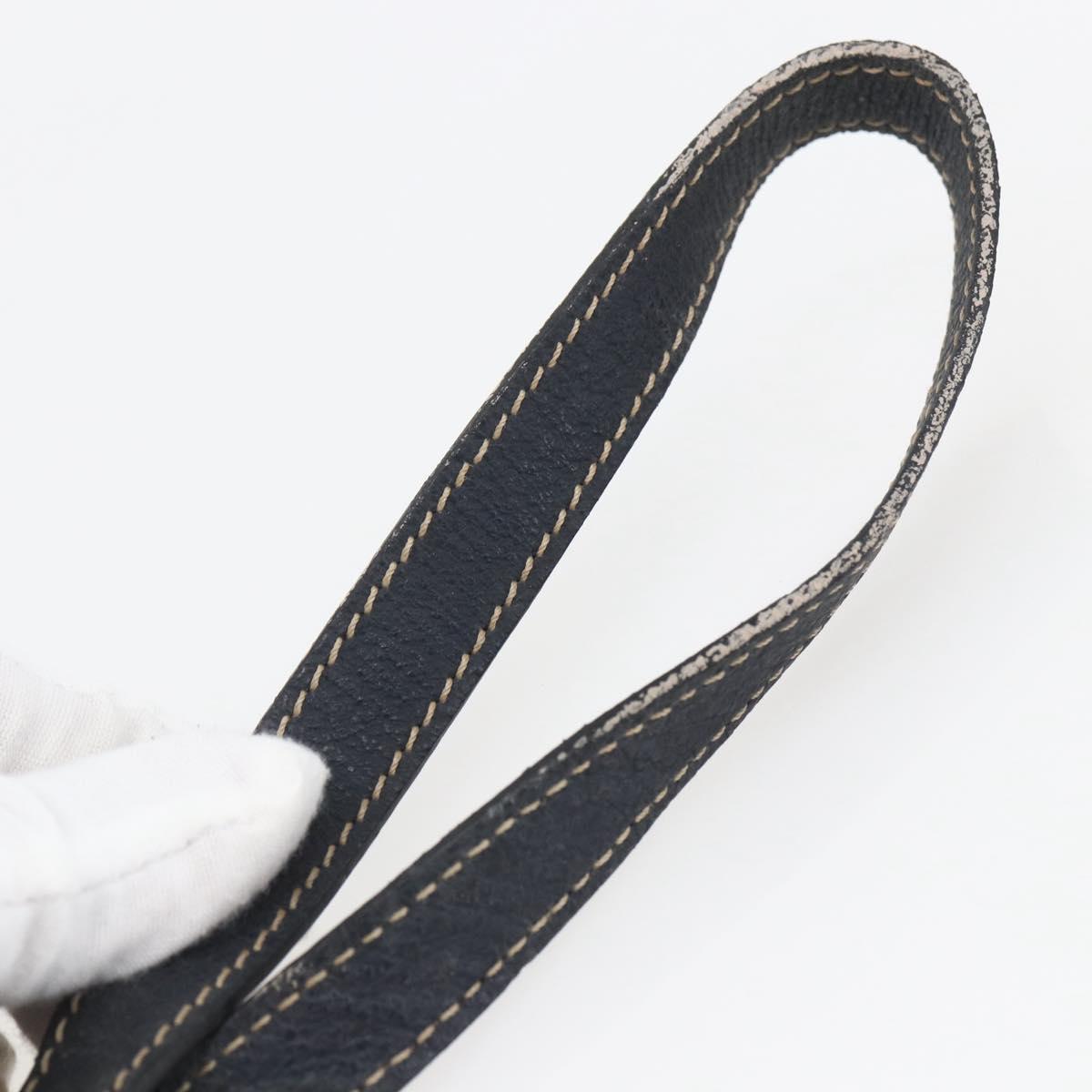 CELINE Clutch Bag Leather Navy Gold Auth SW2056