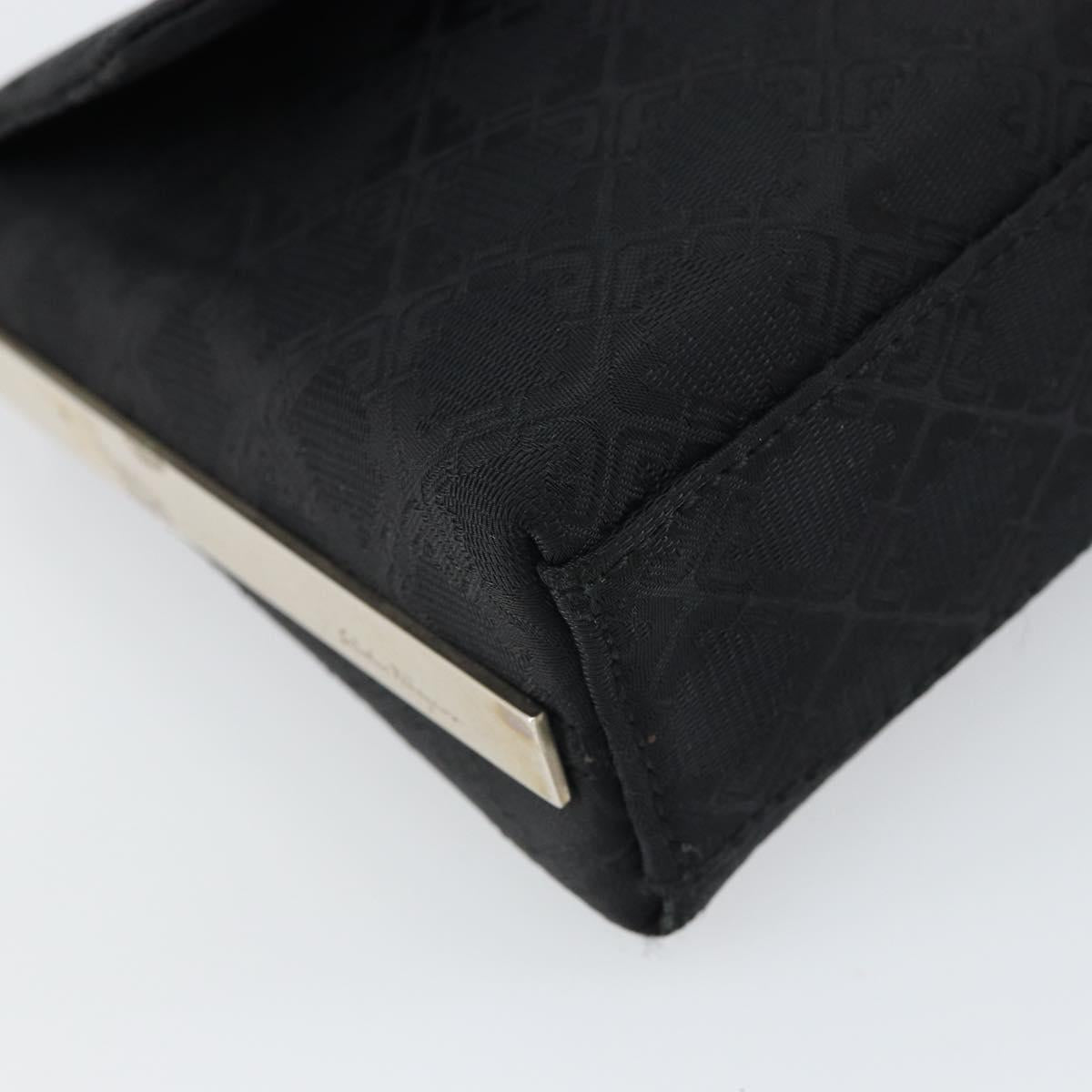 Salvatore Ferragamo Shoulder Bag Nylon Black Silver Auth SW2057