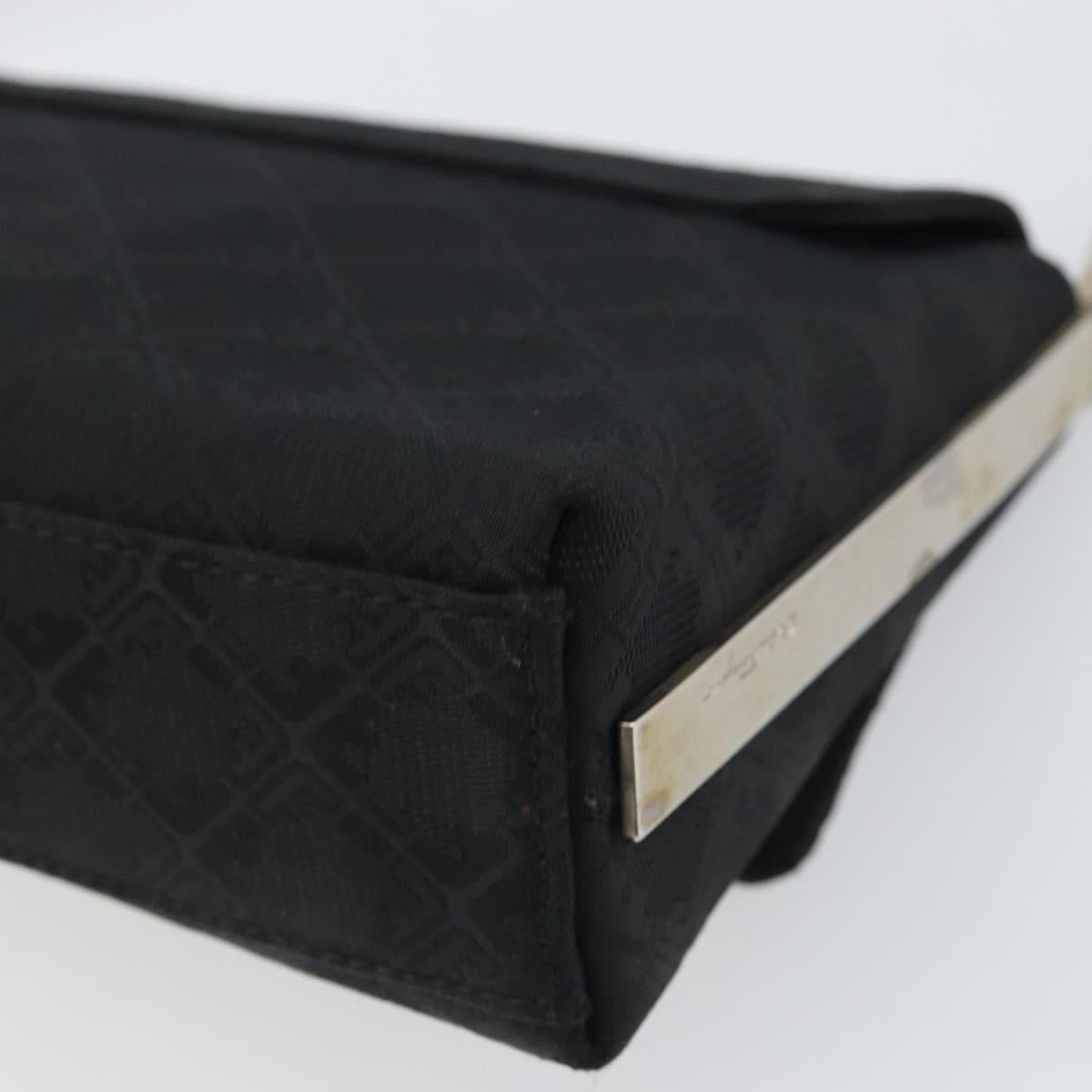 Salvatore Ferragamo Shoulder Bag Nylon Black Silver Auth SW2057