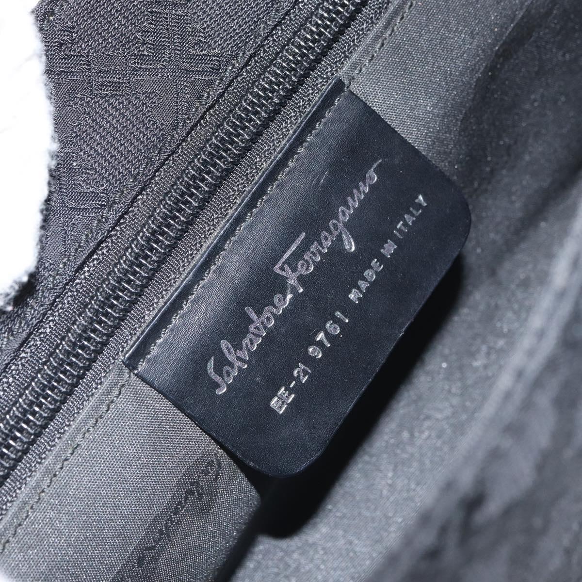 Salvatore Ferragamo Shoulder Bag Nylon Black Silver Auth SW2057