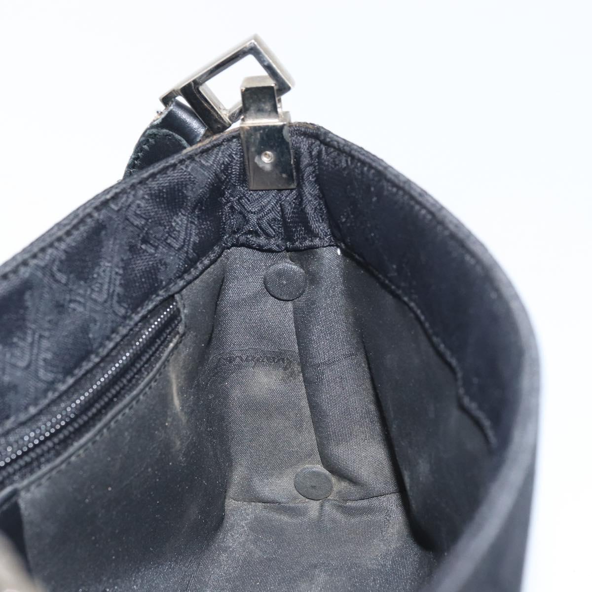 Salvatore Ferragamo Shoulder Bag Nylon Black Silver Auth SW2057