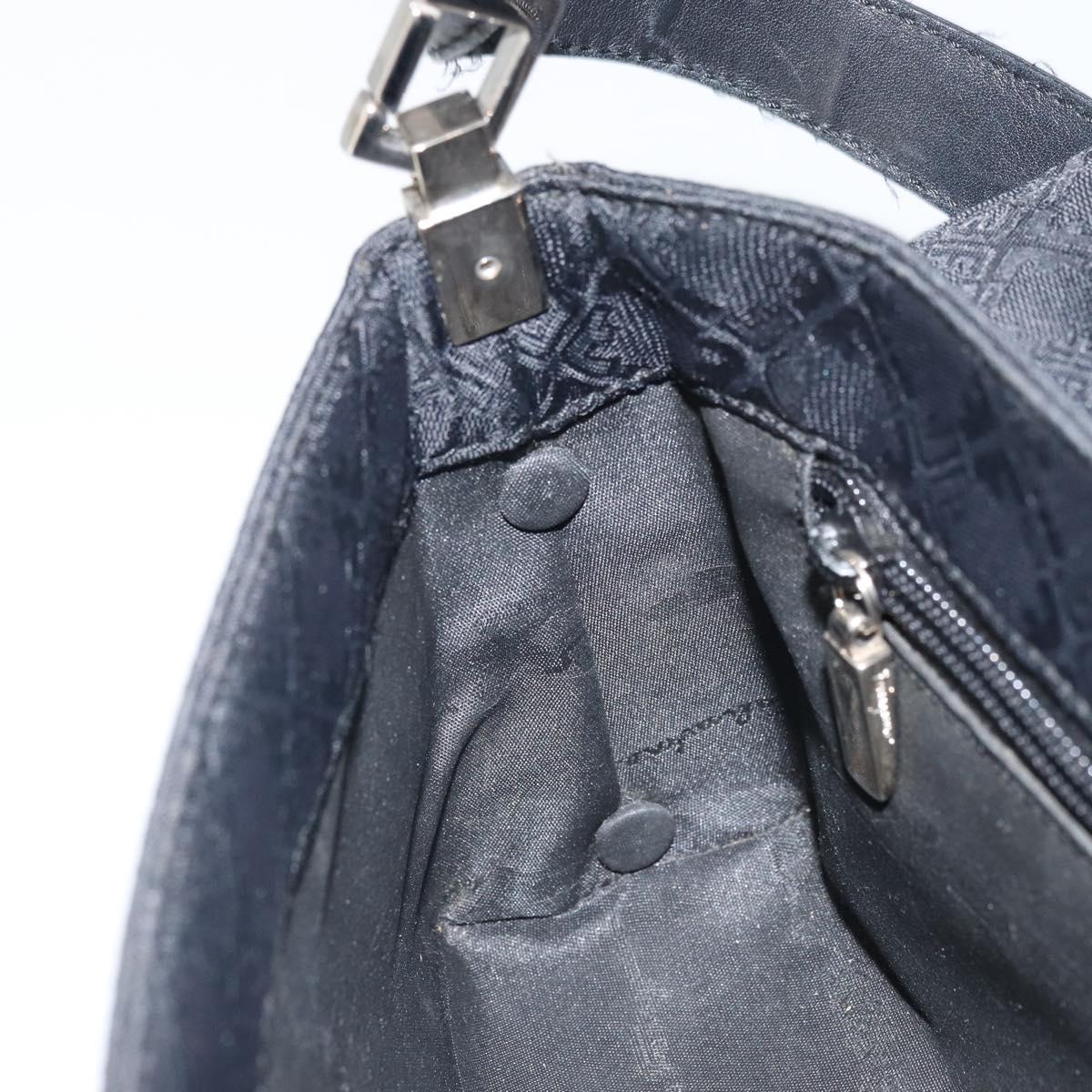 Salvatore Ferragamo Shoulder Bag Nylon Black Silver Auth SW2057