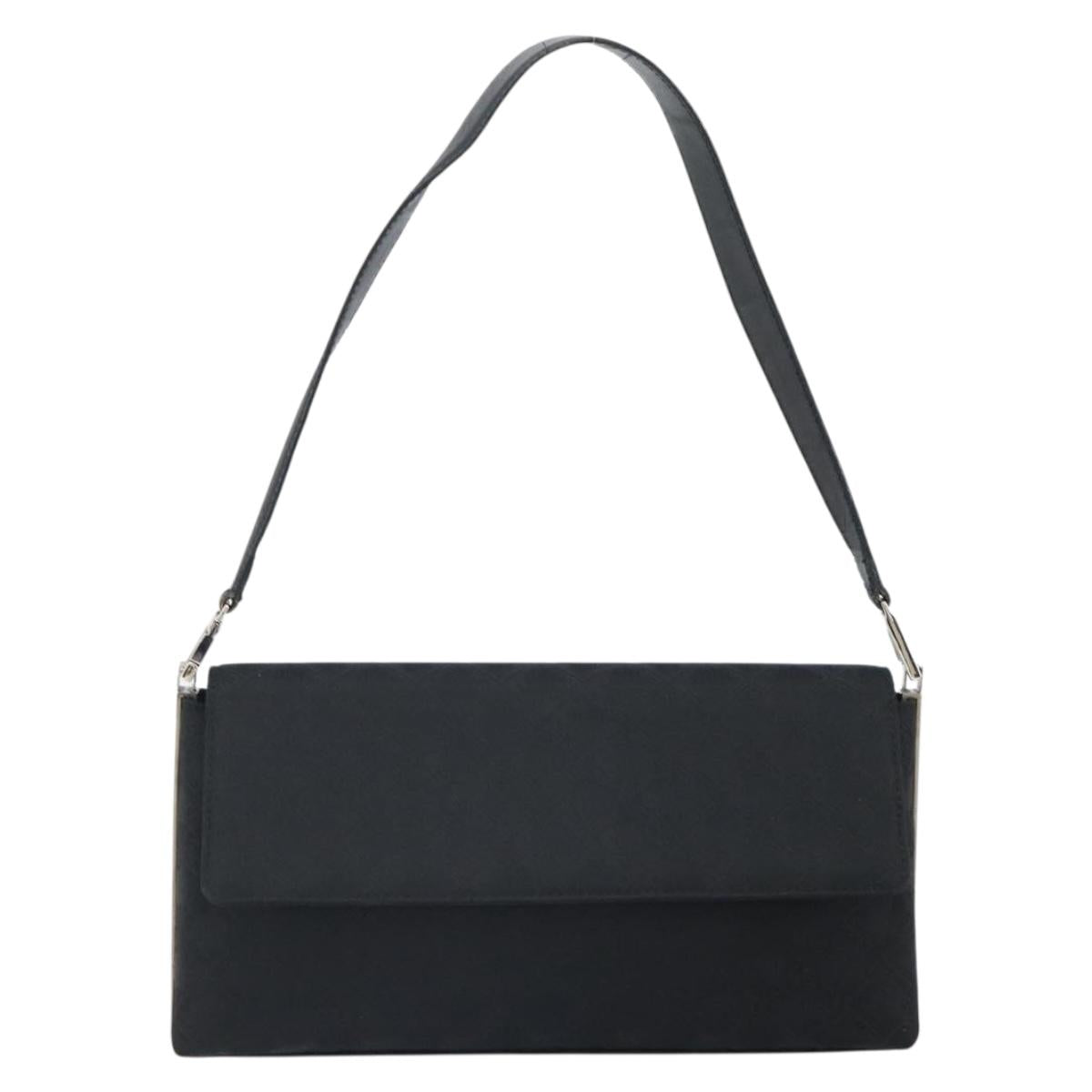 Salvatore Ferragamo Shoulder Bag Nylon Black Silver Auth SW2057