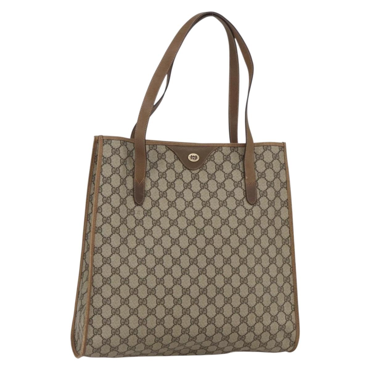 GUCCI GG Supreme Tote Bag PVC Beige Gold 40 02 998 Auth SW2059
