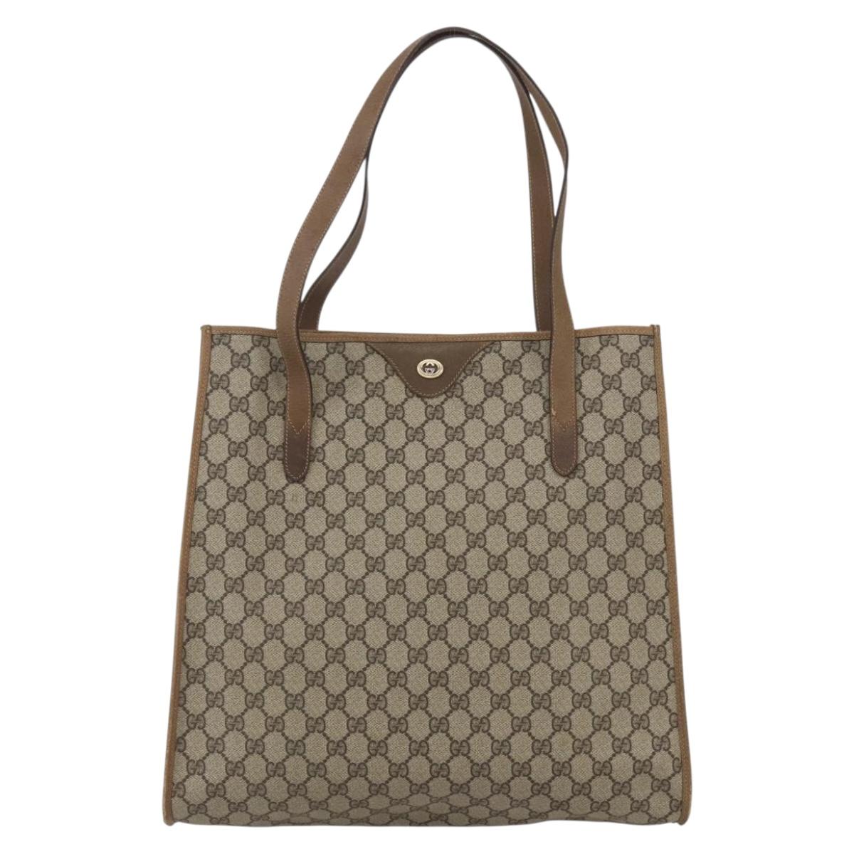 GUCCI GG Supreme Tote Bag PVC Beige Gold 40 02 998 Auth SW2059