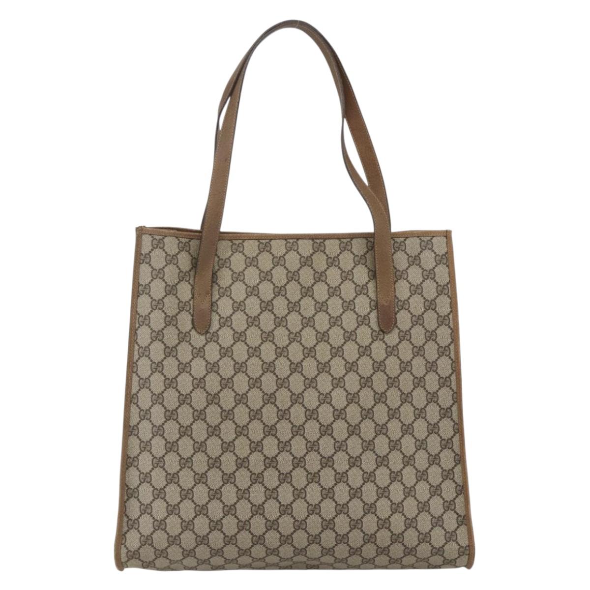 GUCCI GG Supreme Tote Bag PVC Beige Gold 40 02 998 Auth SW2059