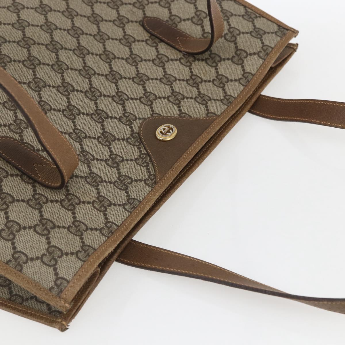 GUCCI GG Supreme Tote Bag PVC Beige Gold 40 02 998 Auth SW2059