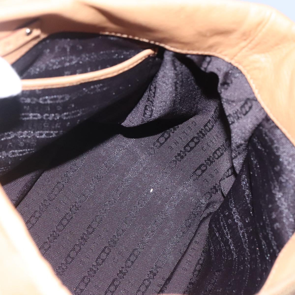 CELINE Hand Bag Leather Beige Gold Auth sw206