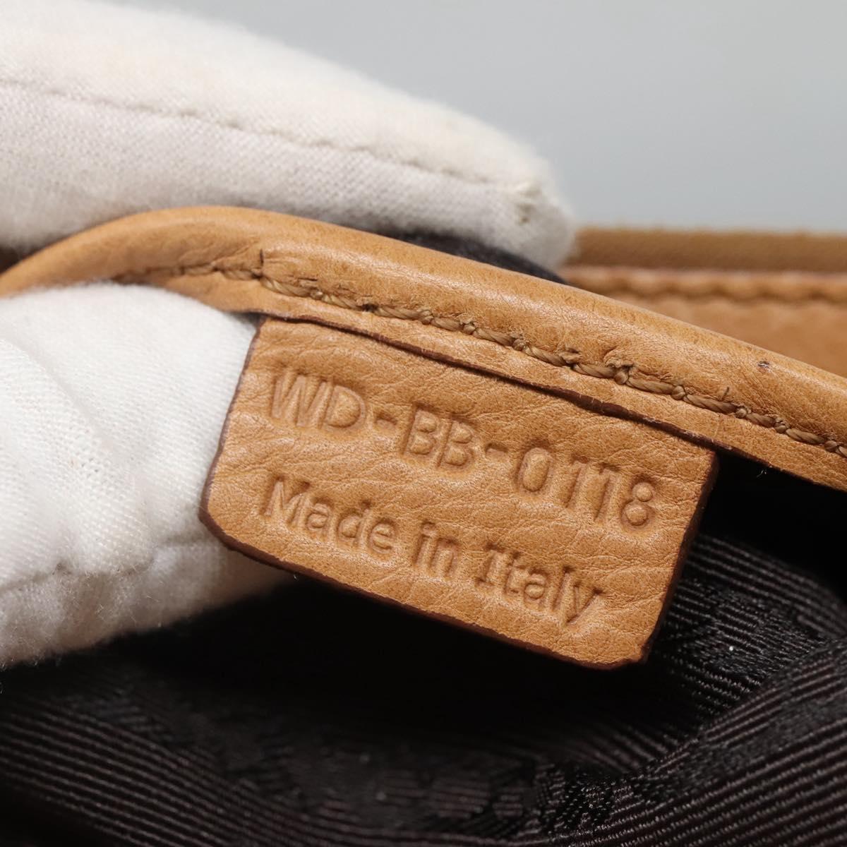 CELINE Hand Bag Leather Beige Gold Auth sw206